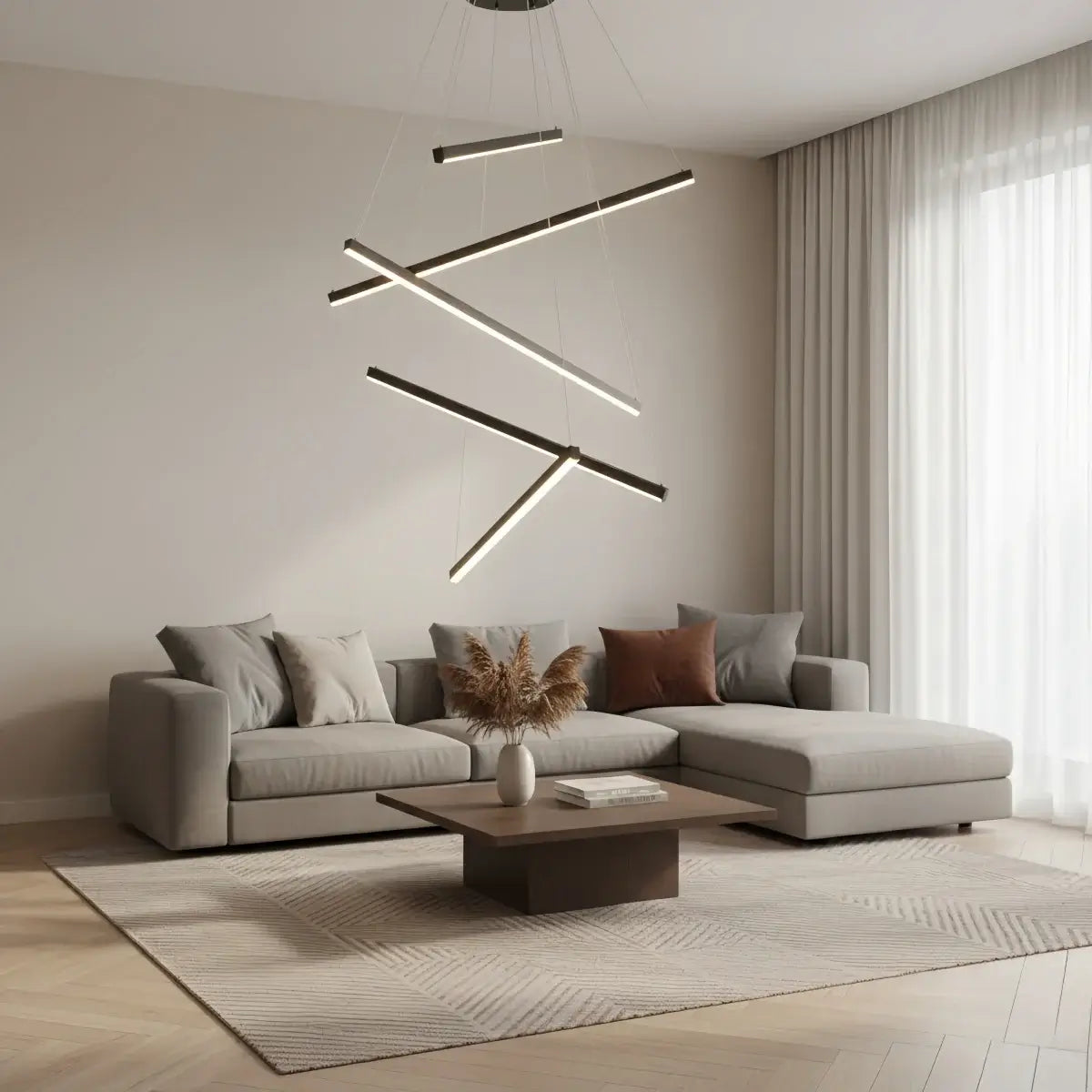 Sculptural Modern Chandelier – Aluminum & Silica Gel LED Halo Light for Living Room